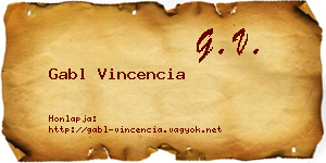Gabl Vincencia névjegykártya